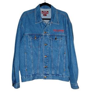 Vintage Mens Large Denim Jacket Four Queens Casino Hotel Las Vegas Blue Denim